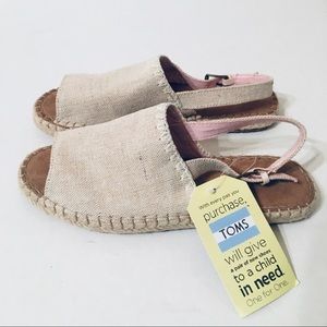 Tom’s Woven Clara Natural Metallic Linen Slingback Sandal Size 8